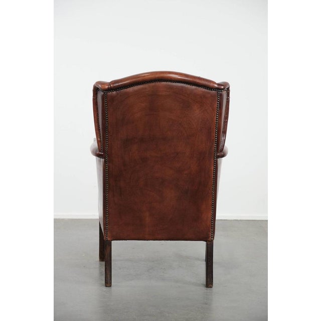 Vintage Wing Chair in Sheepskin Leather For Sale - Image 4 of 17