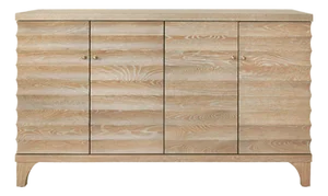 Matthew Izzo Home Gates Fluted Cerused Oak Four Door Buffet With Brass Knobs
