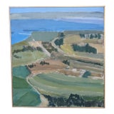 Original Modernist Rolling Hills Landscape Painting on Canvas Framed For Sale