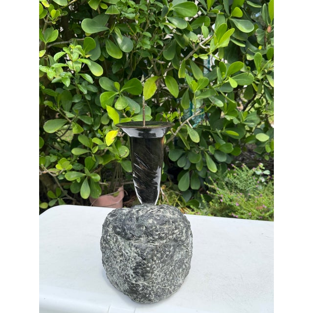 Late 20th Century Vintage Maitland-Smith Sculptural Horn Candleholder With Stone Base For Sale - Image 5 of 10