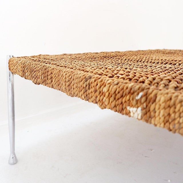 Large Square Coffee Table with Rope Top For Sale - Image 4 of 9