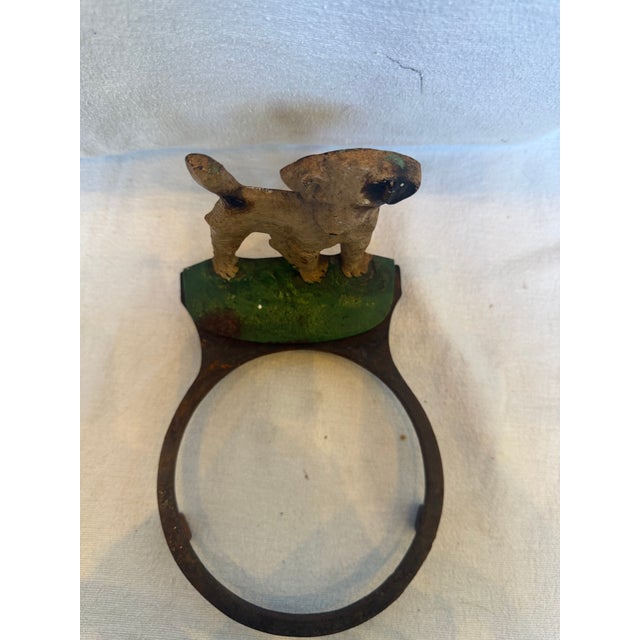 Cream 1930s Cast Iron Adorable JRT Small Dog Feeder For Sale - Image 8 of 9