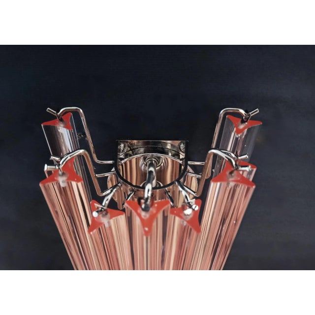 Pair of Murano Wall Sconces 9 Pink Triedri For Sale - Image 9 of 12