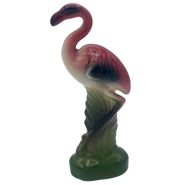 Mid-Century Modern Pair of Mid 20th Century Matching Miniature Pink Flamingo Ceramic Tabletop Figure Statues For Sale - Image 3 of 13