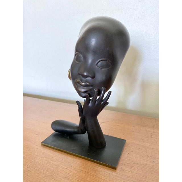 Metal Early 1930s Karl Hagenaur First Edition African Bust Bronze Sculpture For Sale - Image 7 of 9