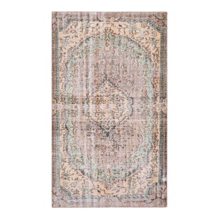 1970s Vintage Turkish Handmade Wool Cotton Brown Area Rug For Sale