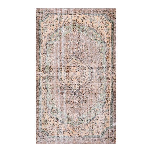 1970s Vintage Turkish Handmade Wool Cotton Brown Area Rug For Sale