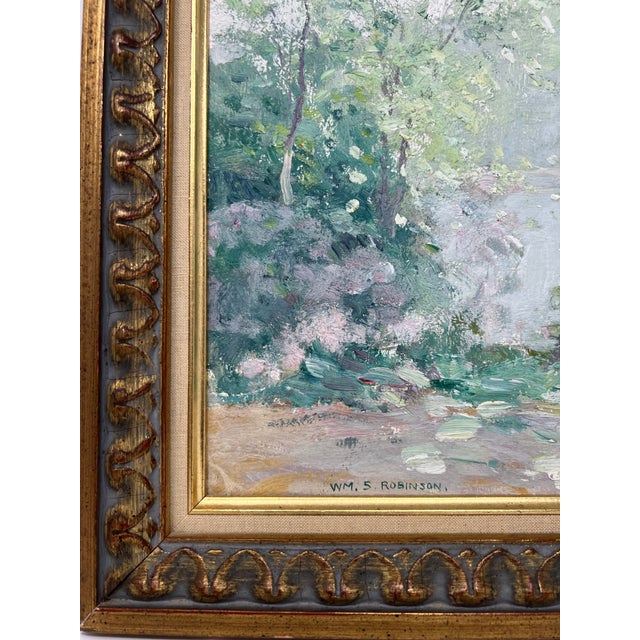 Mid 20th Century Vintage Impressionist Garden Landscape Oil Painting Signed Wm S Robinson For Sale - Image 5 of 7