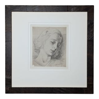 1940s Portrait Head Study by Clyde F. Seavey | Mid-Century Cross-Hatch Sketch For Sale