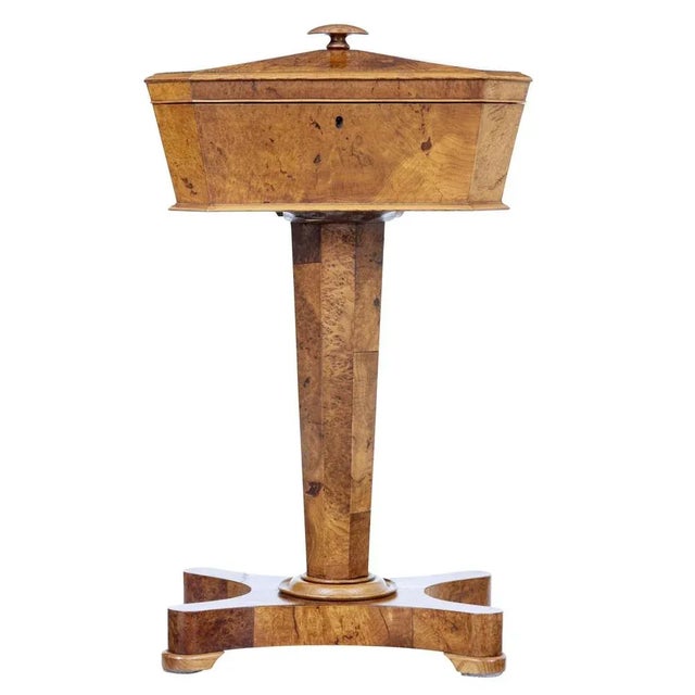 19th Century Burr Elm Teapoy For Sale - Image 9 of 9