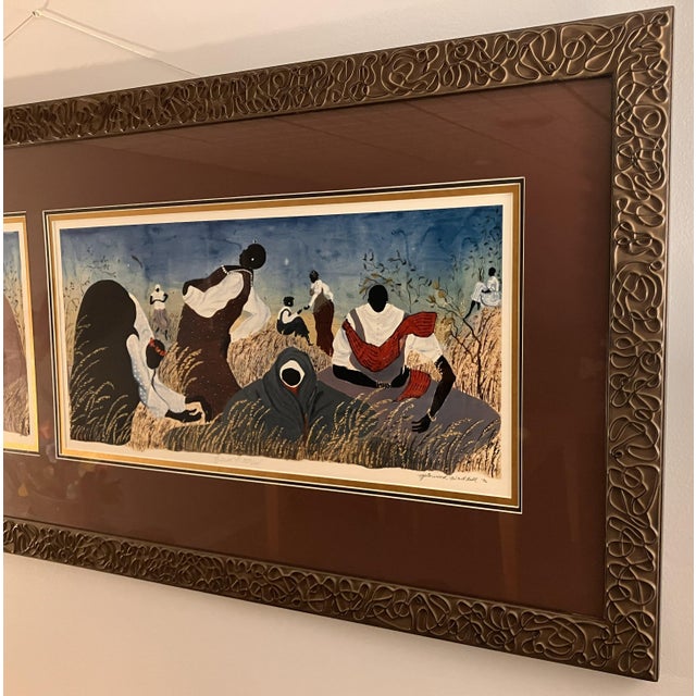 Burgundy Gatewood Waddell "Earth Mothers" Dyptych Offset Lithograph Print Edition 497/850, 1996 For Sale - Image 8 of 9