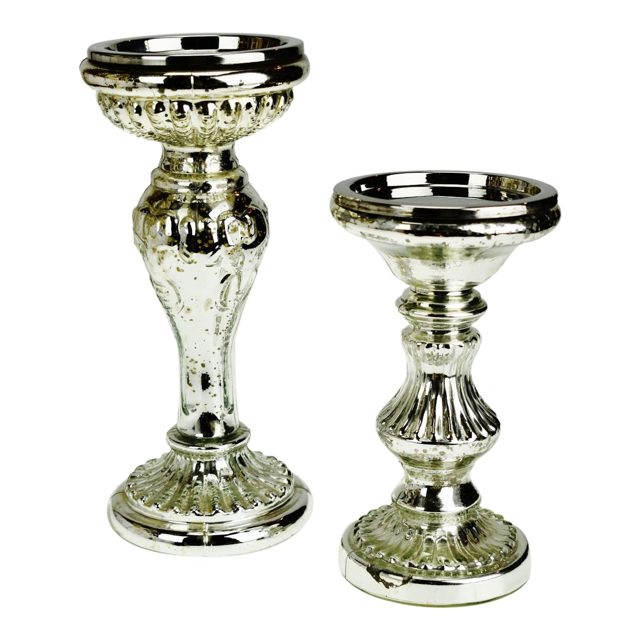 Vintage Mercury Glass Candleholders Group Of 2 Chairish