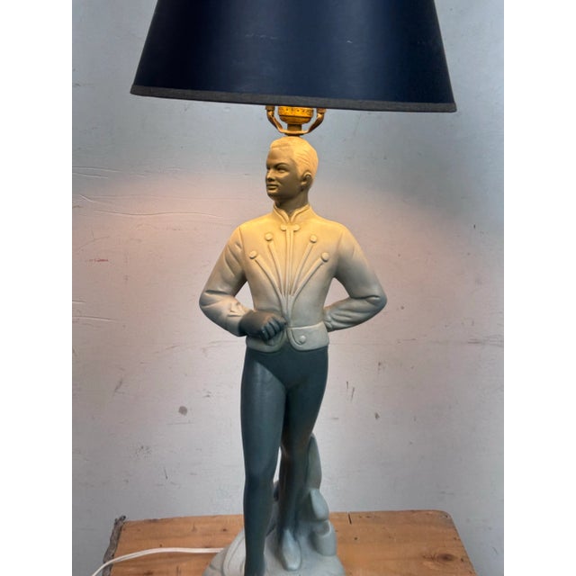 Gray Circa 1960's Chalkware by Brest MFG Co. Male Ballet Dancer Table Lamp For Sale - Image 8 of 12