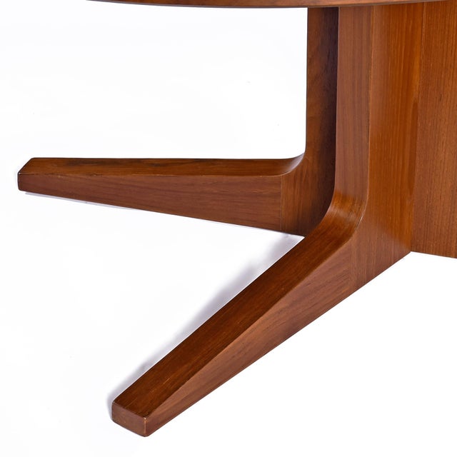 Brown Refinished Expanding Oval Danish Modern Teak Flip-Flap Dining Table by Dyrlund For Sale - Image 8 of 15