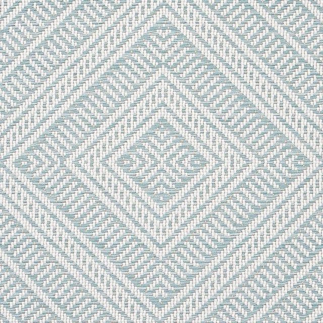 Rustic Sample - Schumacher Tortola Indoor/Outdoor Fabric in Aqua For Sale - Image 3 of 4