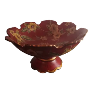 1970s Raymond Waites Toyo Ceramic Hand Painted Pedestal Decorative Bowl