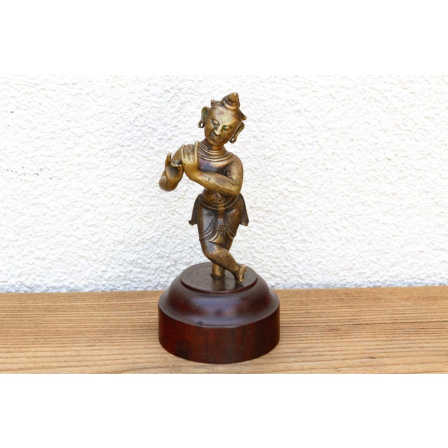 Captivating Indian Bronze Krishna on a Custom Stand For Sale