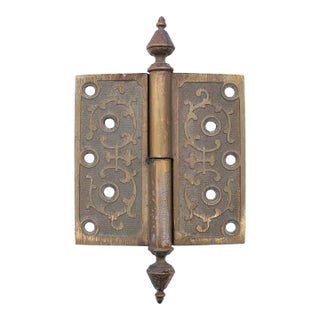 Vintage 4.75 X 4.75 Victorian Bronze Steeple Tip Lift Off Butt Door Hinge For Sale