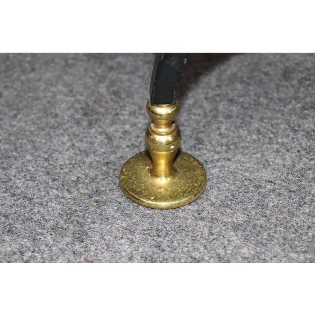 Neoclassical Pair of Italian Made Brass and Steel Savonarola Armchairs C. 1940 For Sale - Image 3 of 5