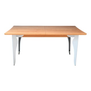 Extendable Table with Bent Steel and Light Wood Legs, 1990s For Sale