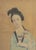 Chinese School, Portrait of a Woman, Gouache on Silk, depicting a woman in blue dress holding a flower, ebonized and...