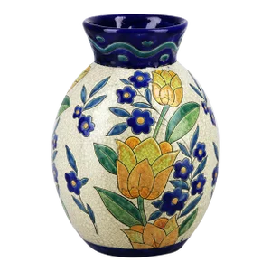 Early 20th Century Art Déco Belgian Glazed Pottery/Ceramic Charles Catteau-Like Vase by Boch Freres Keramis