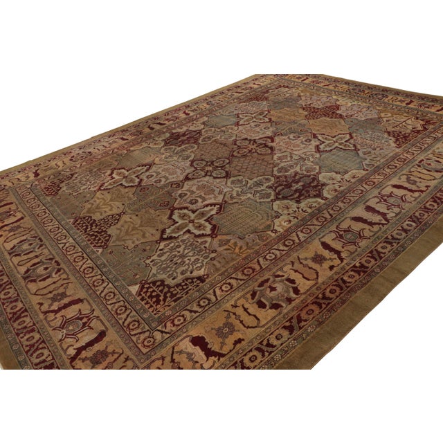 Hand knotted in wool originating from India circa 1880-1890, this antique rug joins the latest additions in rarity and...