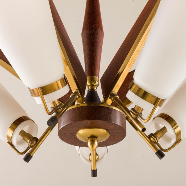 Wood Mid-Century Italian Pendant attributed to Stilux Milano, 1950s For Sale - Image 7 of 15