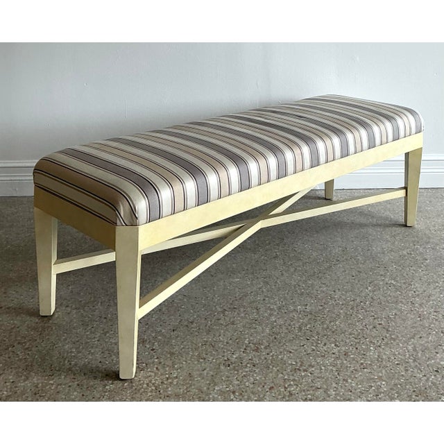 Tan Vintage Angled Long Bench For Sale - Image 8 of 12