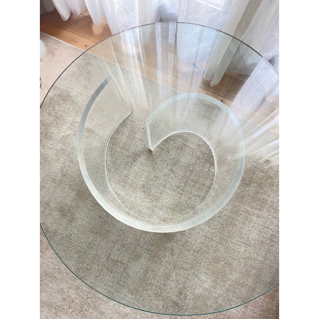 1920s 1920s Glass Coffee Table Amoeba Lucite Acrylic Pedestal Base Postmodern Modern Vladimir Kagan Style For Sale - Image 5 of 12