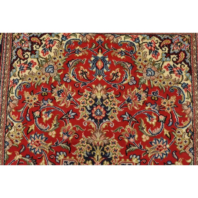 Red Fine Qom Rug 3’3” X 4’11” Red Wool Traditional Hand-Knotted Oriental Carpet For Sale - Image 8 of 12