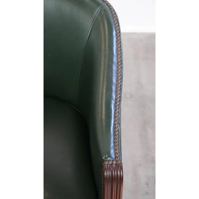 Brown English Green Cowhide and Wooden Chair For Sale - Image 8 of 16