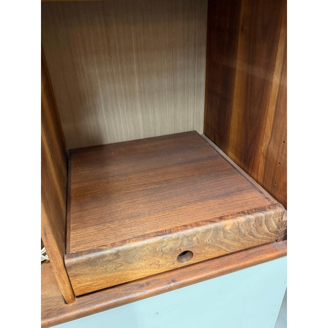 Stunning 1970’s Craft Made Studio Walnut Floating Stereo Cabinet For Sale - Image 18 of 18
