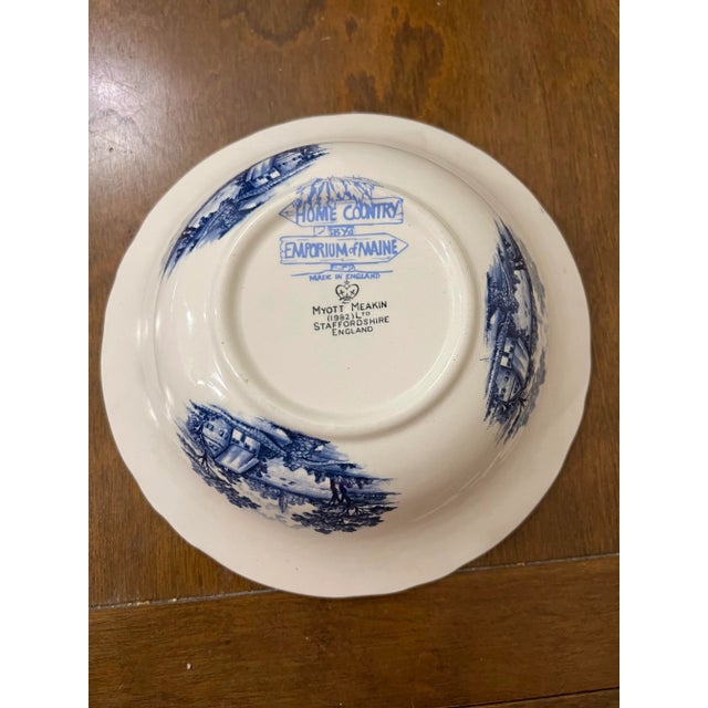 1980s 1980s Vintage Blue Ironstone Vegetable Bowl Home Country Myott Staffordshire England For Sale - Image 5 of 6