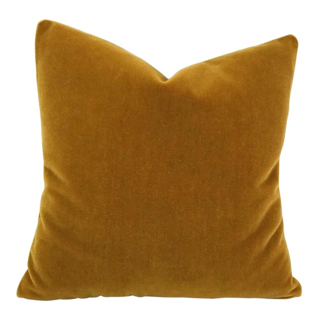 S. Harris Ankara Mohair Amber Velvet Pillow Cover - 20” X 20” For Sale