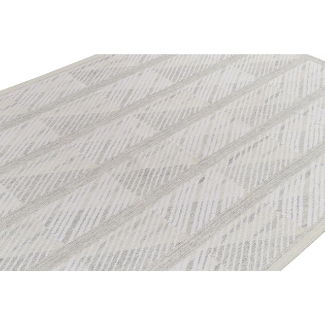 Rug & Kilim Scandinavian Rug in Gray, White Geometric Pattern by Rug & Kilim For Sale - Image 4 of 7