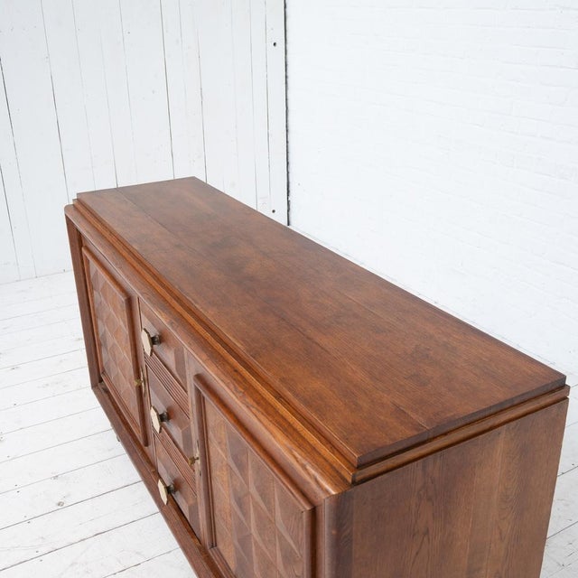 Vintage French Brutalist Oak Sideboard, 1940 For Sale - Image 6 of 12