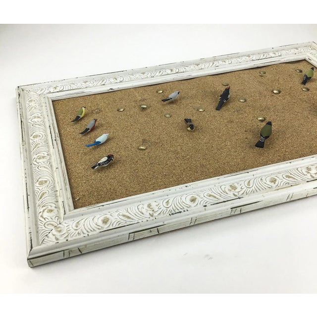 Vintage Framed Cork-Board Wood Bird Thumbtacks For Sale In Portland, ME - Image 6 of 9