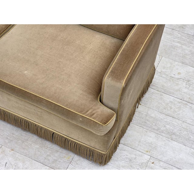 1970s Danish 2-Seater Sofa in Honey Yellow Velour, 1970s For Sale - Image 5 of 17