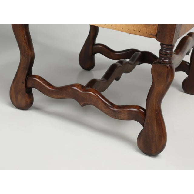 Pair French Os De Mouton Dining Arm Chairs With Restored Frames and Coil Springs For Sale - Image 11 of 12