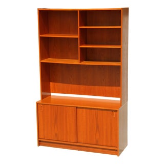 Mid-Century Danish Teak Bookcase, 1970s Stackable Scandinavian Storage Cabinet For Sale