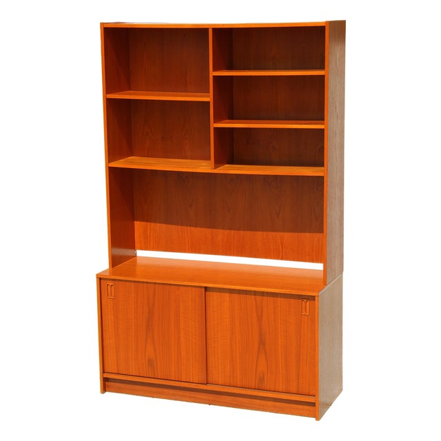 Mid-Century Danish Teak Bookcase, 1970s Stackable Scandinavian Storage Cabinet For Sale