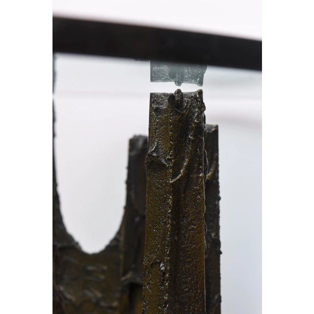 Vintage Paul Evans Signed and Dated Bronze and Glass Stalgamite Cocktail Table, 1970's For Sale - Image 9 of 11