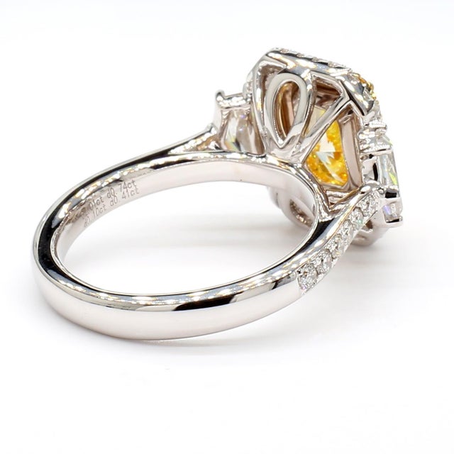 2.01 Carat Natural Yellow Diamond Ring Size 7 For Sale - Image 4 of 5