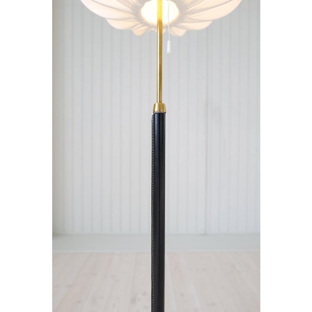 Mid-Century Brass Black Leather Floor Lamp from Falkenbergs Belysning, Sweden, 1960s For Sale - Image 9 of 16