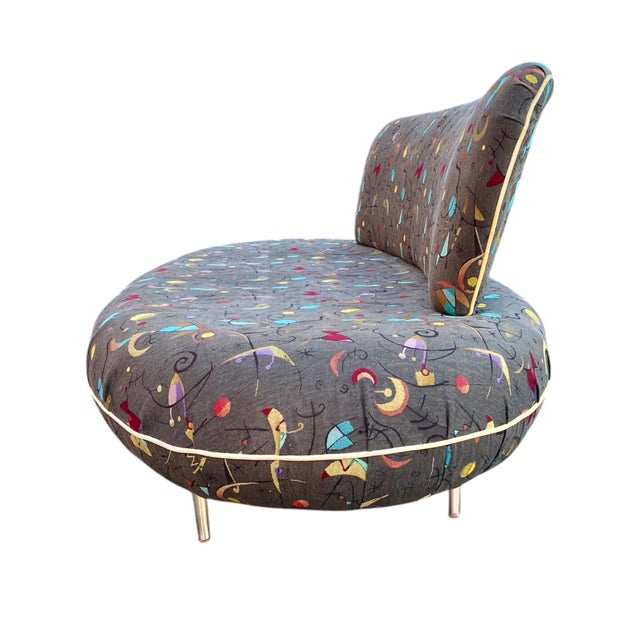 Wood 1970s Mid Century Modern Space Age Atomic Disk Sofa For Sale - Image 7 of 12