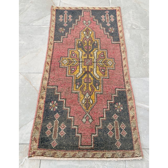 1970s Hand Knotted Door Mat, Entryway Rug, Bath Mat, Kitchen Decor, Small Rug, Turkish Rug - 1′9″ × 3′6″ For Sale - Image 5 of 11