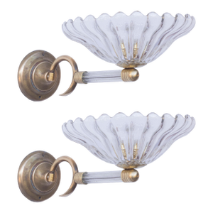 Set of 2 Wall Light Sconces by Barovier & Toso Glass Murano, Italy, 1950