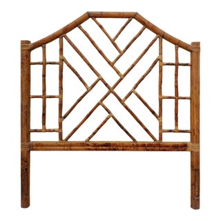 Chinese Chippendale Headboard Queen, Rattan For Sale