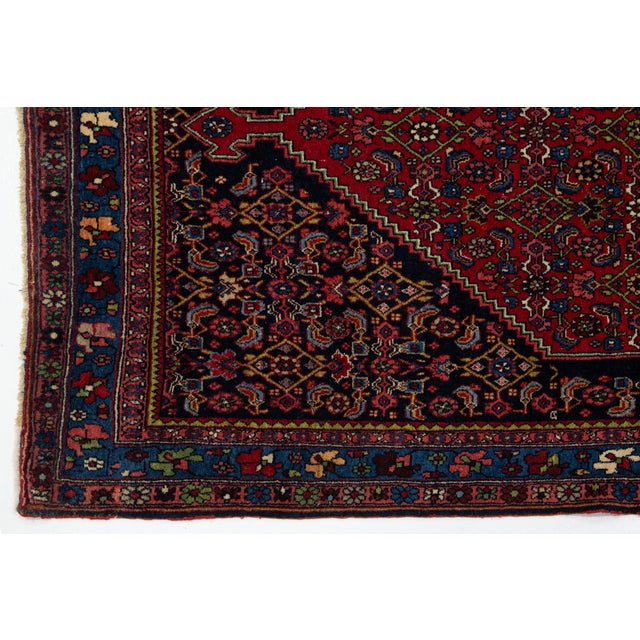 Persian 1900s Antique Red Persian Bidjar Wool Rug With Allover Design For Sale - Image 3 of 9